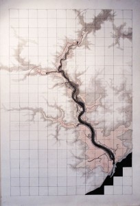 Map of the River Deben to show topography and indicative flood plain from 1999 - 5ft x 8ft approx