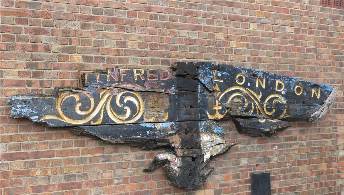 Transom of Thames Sailing Barge “Winfred”